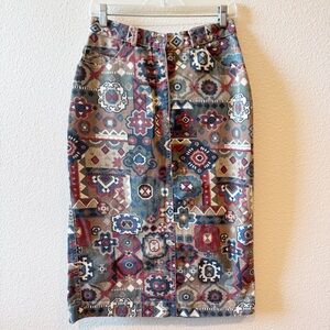 Gotcha Covered Jeanswear Vintage Patterned Denim Skirt Small